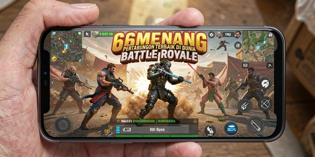 Gameplay seru dalam pertempuran Battle Royale di 66MENANG.