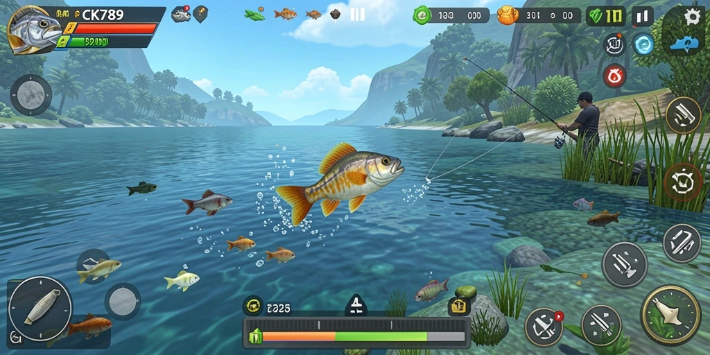 Screenshot dari gameplay menampilkan suasana memancing yang seru dan mengasyikkan.