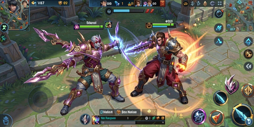 Gameplay seru di arena MOBA dengan karakter unik dan strategi mendalam.
